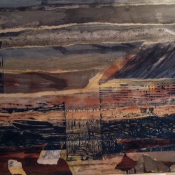 Oare Salt Marsh 3, woodcut, mixed media collage