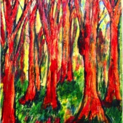 King's Wood, wax on paper